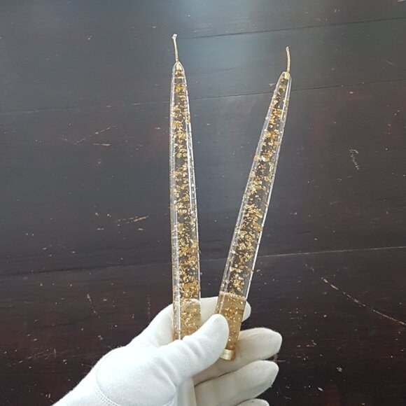 MCM Lucite Flameless Candles with Gold Flecks - Picture 5 of 5